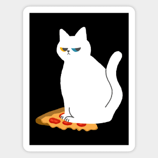 Cat on Pizza Magnet